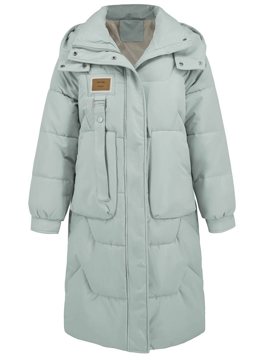 Cocolii longue manteau doudoune unicolore col montant fermeture ¨¦clair boutonnage poches femme ¨¦l¨¦gant d¨¦contract¨¦ veste