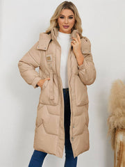 Cocolii longue manteau doudoune unicolore col montant fermeture ¨¦clair boutonnage poches femme ¨¦l¨¦gant d¨¦contract¨¦ veste