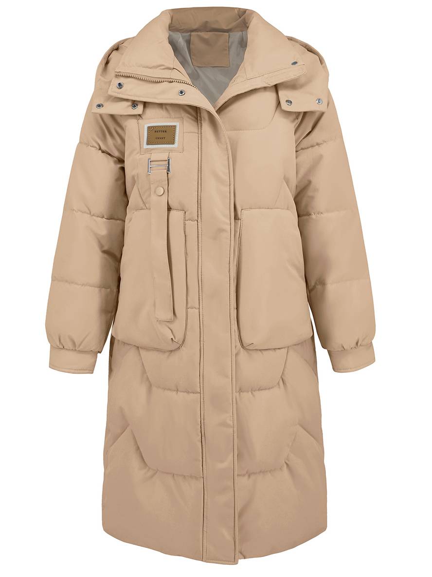 Cocolii longue manteau doudoune unicolore col montant fermeture ¨¦clair boutonnage poches femme ¨¦l¨¦gant d¨¦contract¨¦ veste