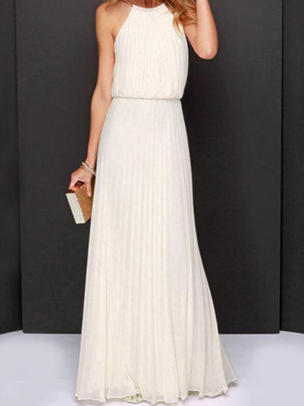 Derpai Elegantes langes Abendkleid mit Falten – Für Ball Abschlussfeier oder Hochzeit