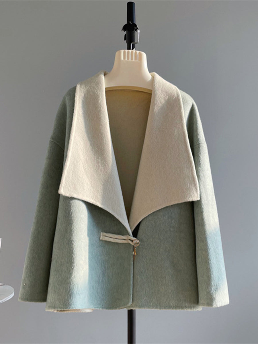 Derpai Wollmantel mit Farbblock-Design Damen modisch