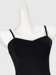 Derpai Schwarzes Trägerkleid im A-Linien-Schnitt – für Party & Cocktail