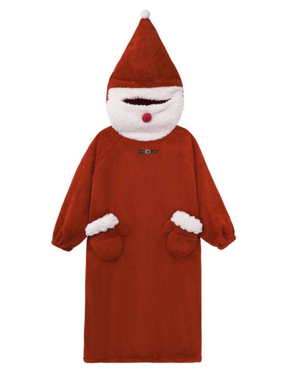 Derpai Weihnachts-Pyjama mit Kapuze und Taschen oversized Winter