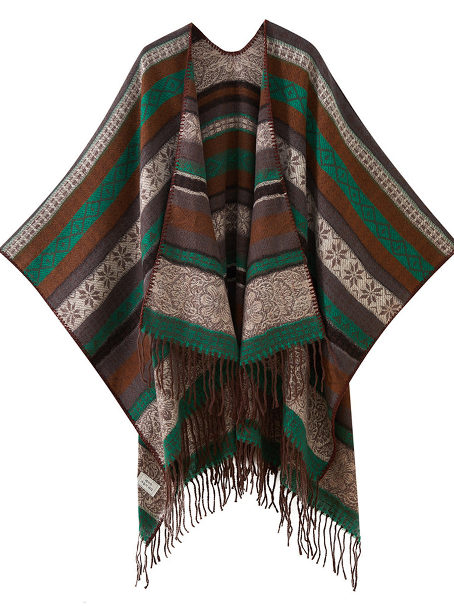 Derpai Jacquard-Schal mit Fransen ethnischer Stil