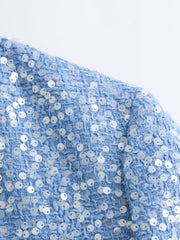 Derpai Glänzende Tweedjacke mit Pailletten Damen modisch