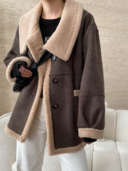 Derpai Wendbare Fliegerjacke mit Knopfleiste und Reverskragen Damen