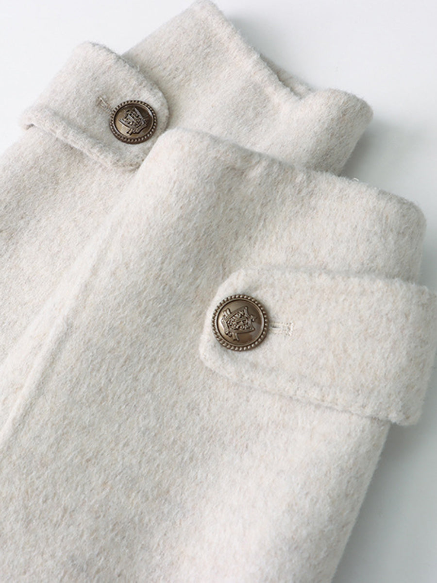 Derpai Damen-Cape aus Wolle mit Taschen Knopfleiste und Kapuze