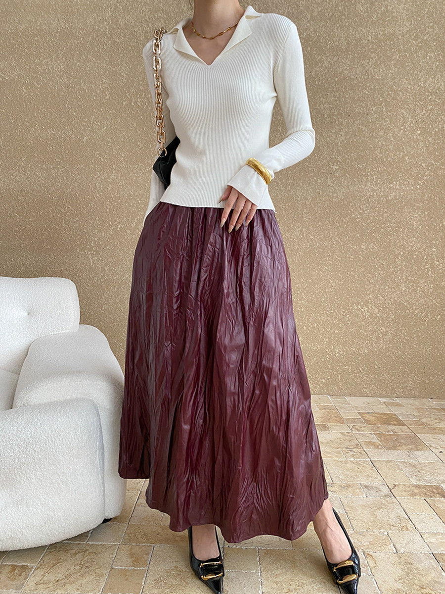 Derpai Figurbetonter Strickpullover mit Polokragen Damen