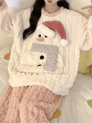 Derpai Weihnachts-Pyjama-Set aus Fleece Damen Winter