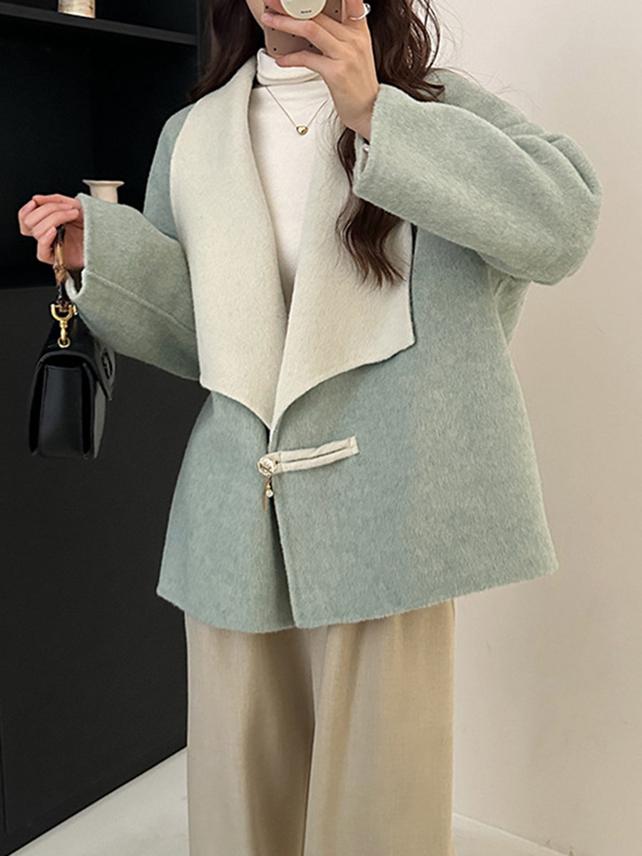 Derpai Wollmantel mit Farbblock-Design Damen modisch