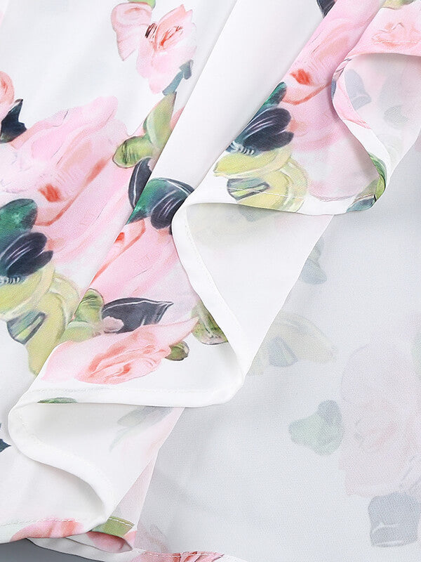 Derpai Bustier-Maxi-Abendkleid mit Blumenprint & Schlitz – für Hochzeit