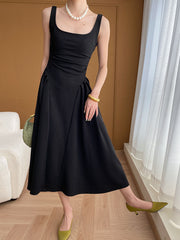 Derpai Schwarzes langes Trapez-Abendkleid à la Audrey Hepburn