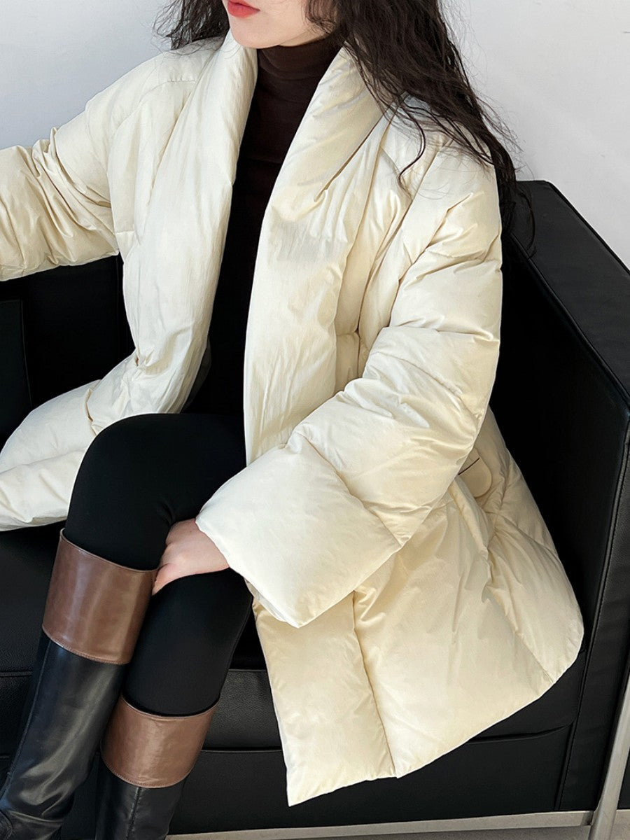 Derpai Steppmantel mit Gürtel und Taschen Damen modisch