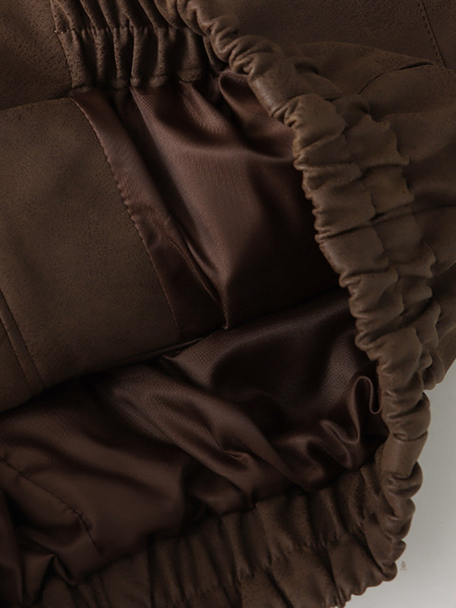 Derpai Damenjacke aus PU-Leder mit Reißverschluss Vintage-Stil