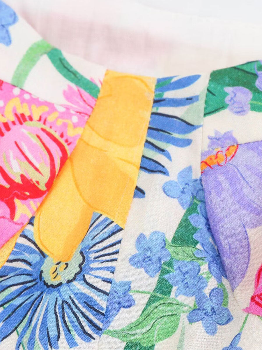 Derpai A-Linien-Strandkleid mit Blumenprint und Trägern