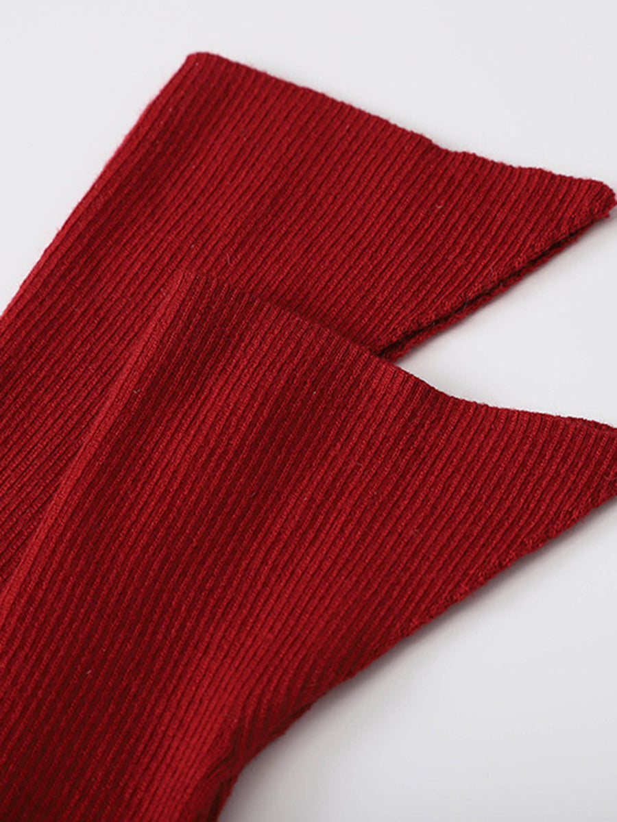 Derpai Strickpullover mit quadratischem Ausschnitt und ausgestellten Ärmeln Damen