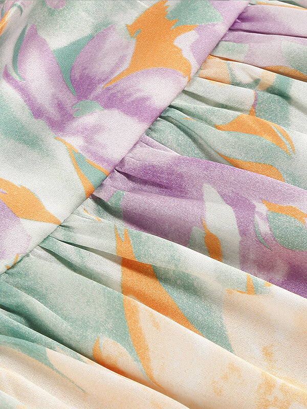 Derpai Langes Maxikleid mit Blumenprint & One-Shoulder-Träger