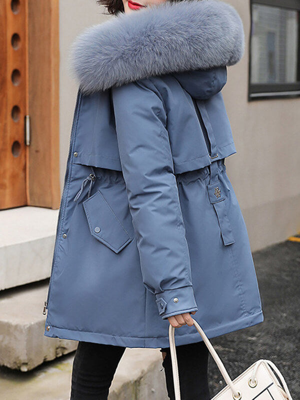 Derpai Midilange Parka mit Fleece-Futter und Kapuze Damen Winter