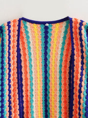 Derpai Strickjacke mit Regenbogenstreifen Damen locker casual