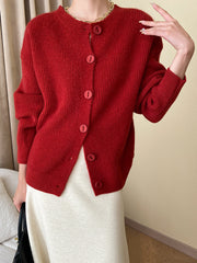 Derpai Cardigan mit Knopfleiste und Rundhalsausschnitt Damen casual