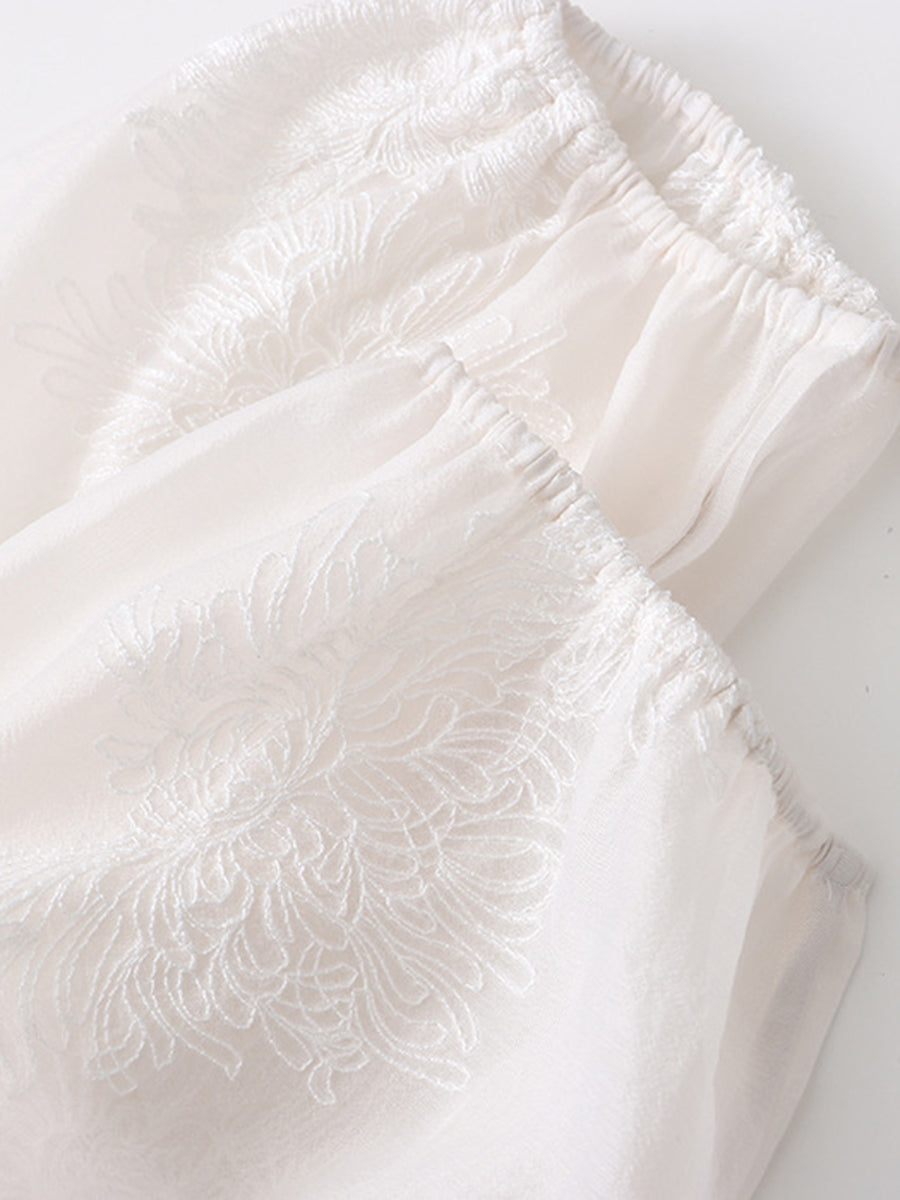 Derpai Bluse im 2-in-1-Stil mit chinesischen Knöpfen Stickerei und Schleife