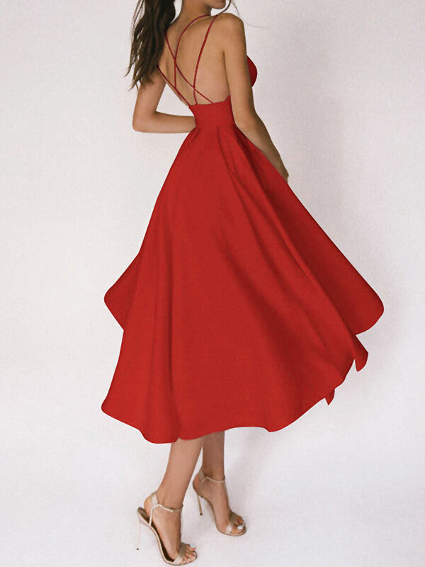 Derpai Midikleid im A-Linien-Schnitt mit feinen Trägern elegant – für Cocktail