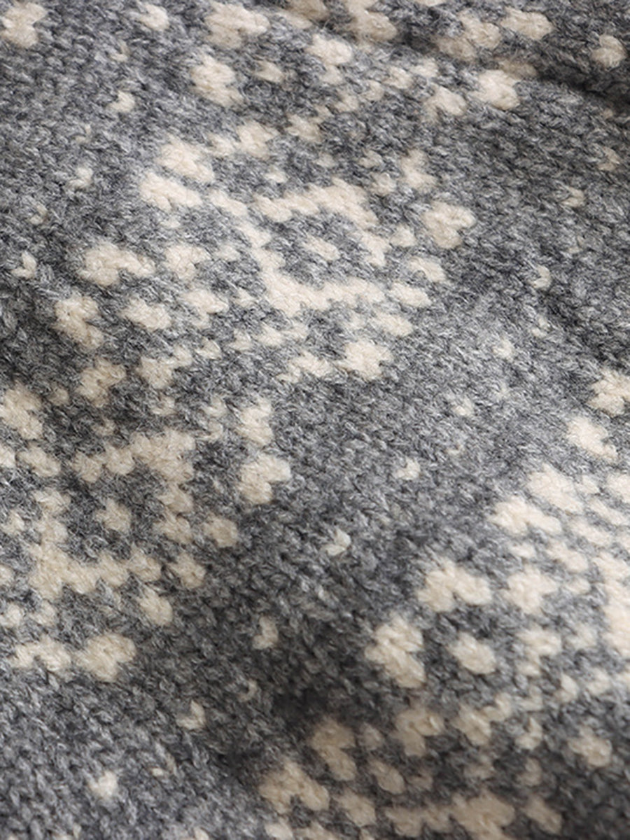Derpai Jacquard-Pullover mit Reißverschluss Damen Vintage Weihnachten