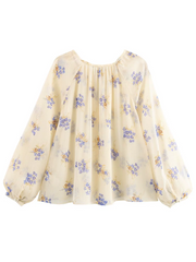 Derpai Weite Bluse aus Chiffon Blumenprint Spaghettiträger