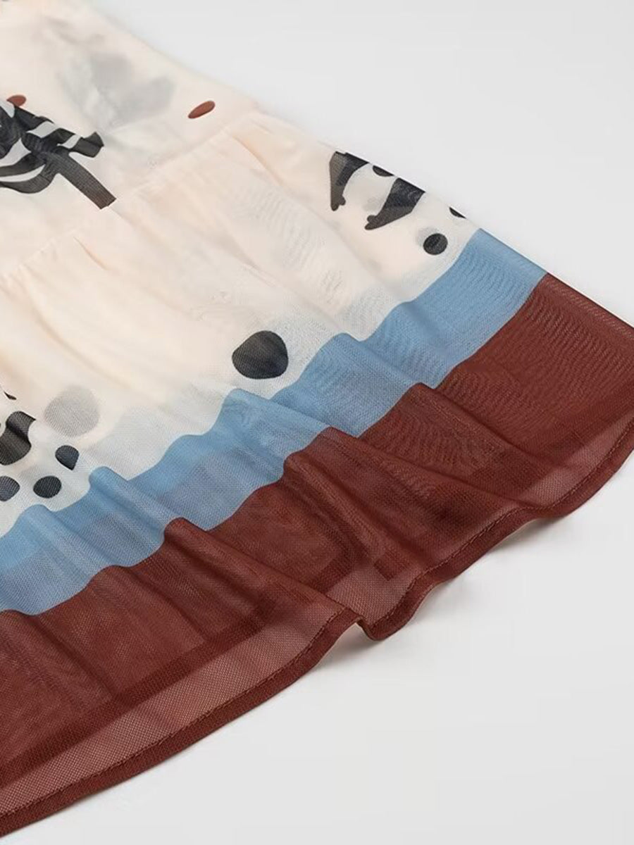 Derpai Langes Ethno-Kleid mit Rüschen und feinen Trägern – für Ball und Strand