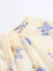 Derpai Weite Bluse aus Chiffon Blumenprint Spaghettiträger