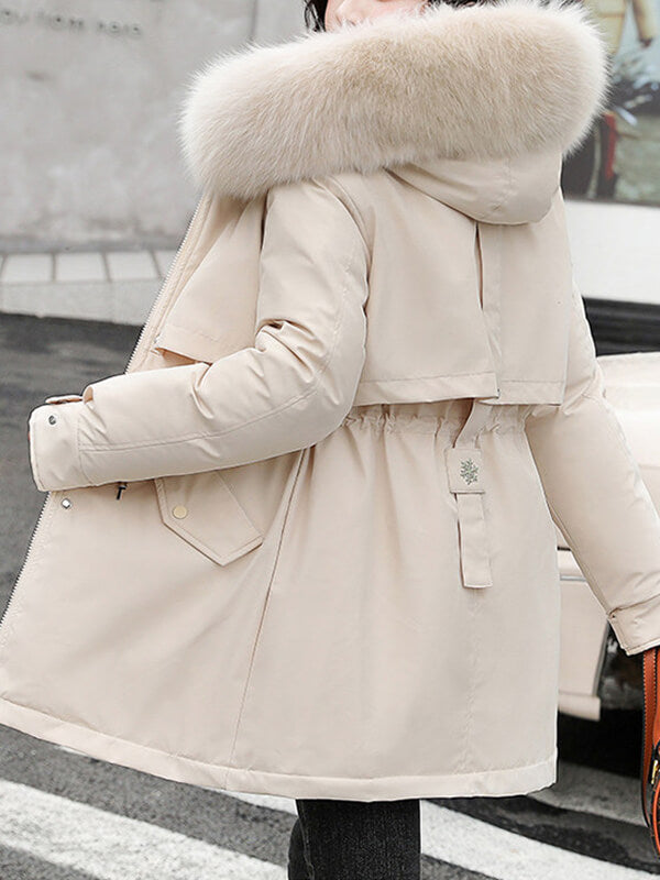 Derpai Midilange Parka mit Fleece-Futter und Kapuze Damen Winter