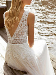 Derpai Prinzessinnen-Brautkleid im Boho-Stil mit V-Ausschnitt Maxi