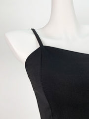 Derpai Schwarzes Trägerkleid im A-Linien-Schnitt – für Party & Cocktail