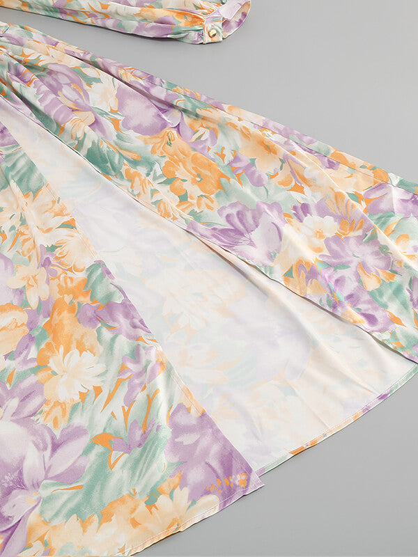Derpai Langes Maxikleid mit Blumenprint & One-Shoulder-Träger