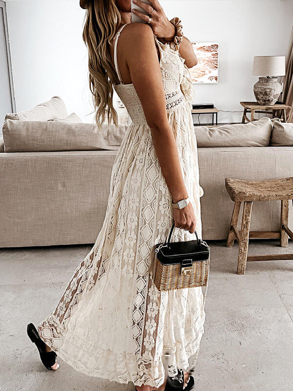 Derpai Boho-Kleid mit Stickerei & Pompons – vorne kurz hinten lang