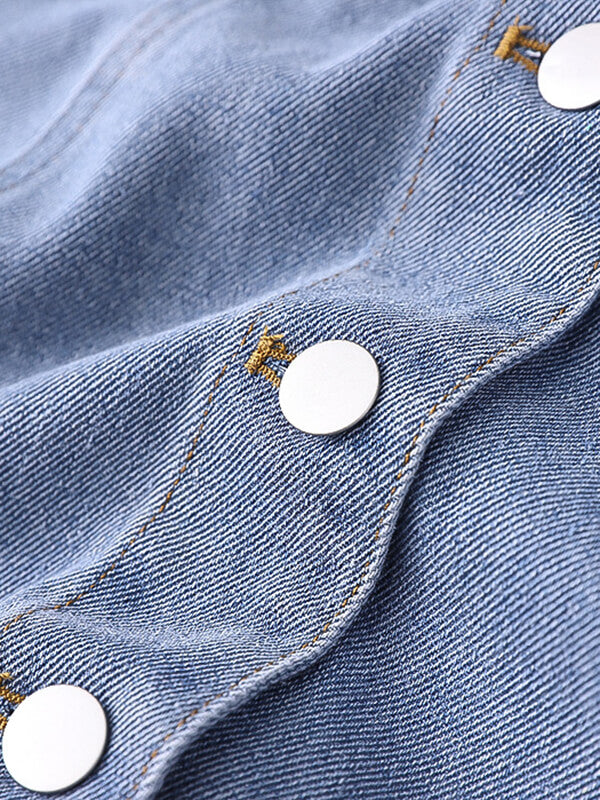Derpai Langes Jeanskleid mit Knopfleiste & Taschen – modisch