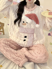 Derpai Weihnachts-Pyjama-Set aus Fleece Damen Winter