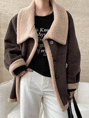 Derpai Wendbare Fliegerjacke mit Knopfleiste und Reverskragen Damen