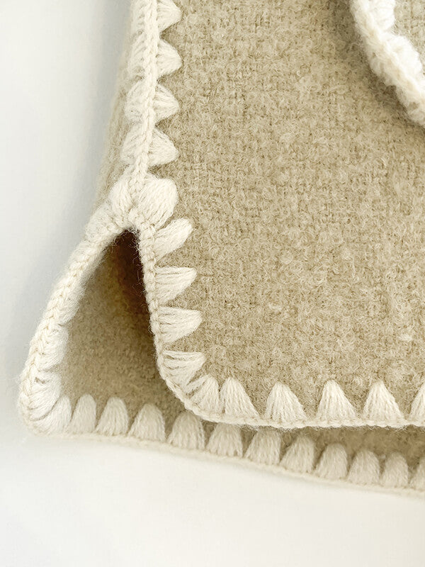 Derpai Modischer Wollmantel mit Fransen und Schal – Damenmode