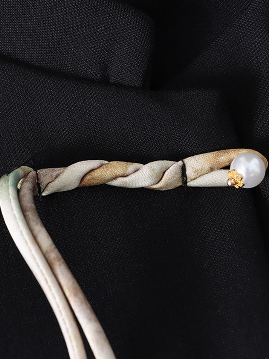 Derpai Elegante Jacke mit chinesischen Knöpfen Stehkragen und Taschen