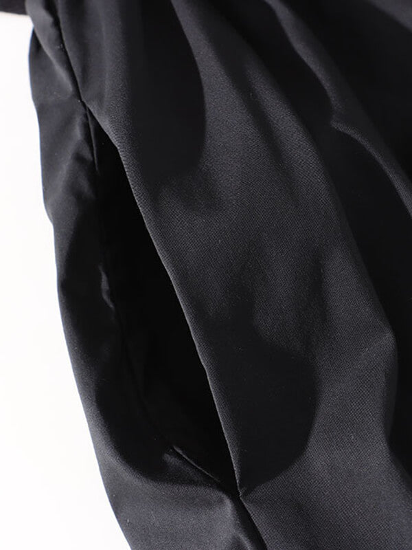 Derpai Schwarzes langes Kleid im Trapezstil mit Cut-Outs & langen Ärmeln