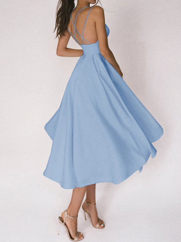 Derpai Midikleid im A-Linien-Schnitt mit feinen Trägern elegant – für Cocktail
