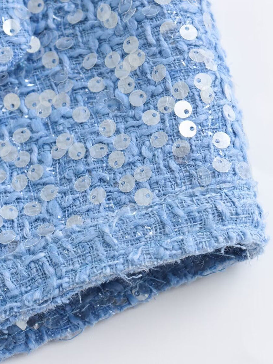 Derpai Glänzende Tweedjacke mit Pailletten Damen modisch