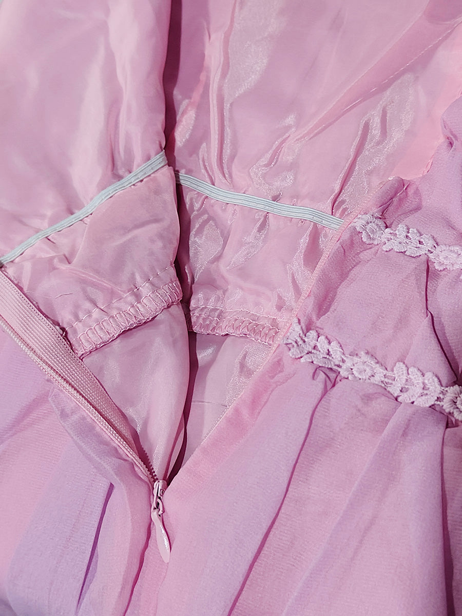 Derpai Elegantes Maxi-Abendkleid in Farbverlauf Blau-Rosa mit feinen Trägern – für Taufe