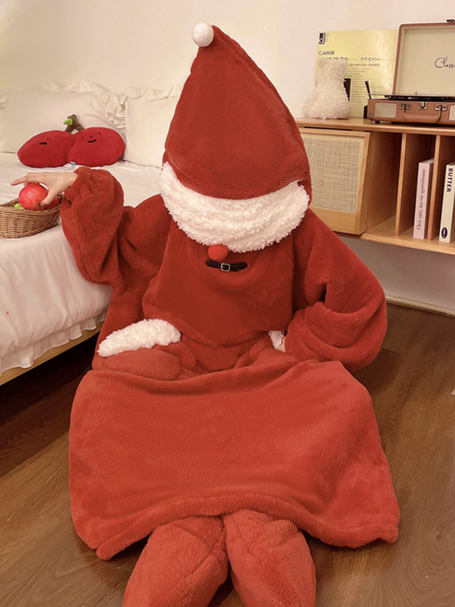Derpai Weihnachts-Pyjama mit Kapuze und Taschen oversized Winter