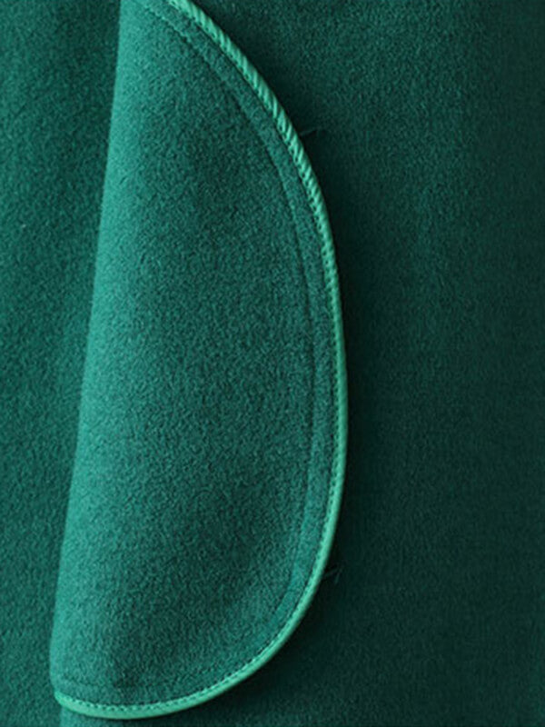 Derpai Langer Oversized-Wollmantel mit Gürtel und Taschen Damen