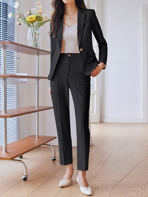 Derpai 2-teiliges Damen-Set – Blazer mit Knöpfen & Taschen – Businesslook