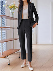 Derpai 2-teiliges Damen-Set – Blazer mit Knöpfen & Taschen – Businesslook