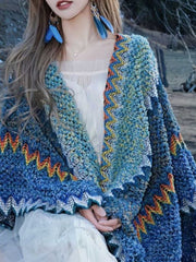 Derpai Gestrickter Schal mit Fransen ethnischer Stil