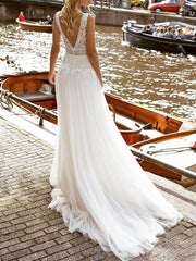 Derpai Prinzessinnen-Brautkleid im Boho-Stil mit V-Ausschnitt Maxi